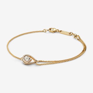 Gold Pandora Brilliance 0.50 ct tw Double Lab-Created Diamond Bracelets | QCXO32691