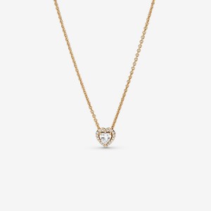 Gold Pandora Elevated Heart Pendant Necklaces | MPWT98710