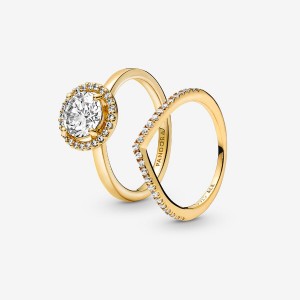 Gold Plated Pandora Ring Sets | ULHM43706