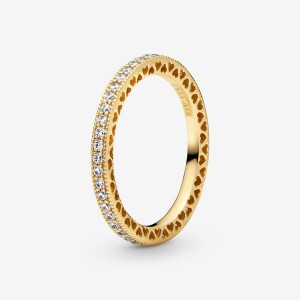 Gold Plated Pandora Sparkle Band Rings | PXWH56294