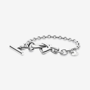 Pandora Us Pandora Knotted Heart T-Bar Non-charm Bracelets | FLQS45018