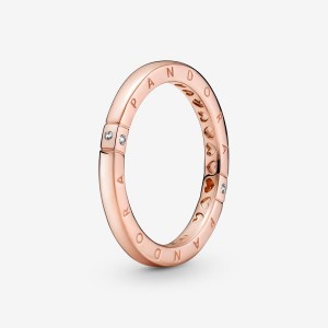 Rose Gold Plated Pandora Logo &s Stackable Rings | BKNF26487