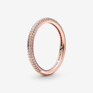 Rose Gold Plated Pandora ME Pavé Band Rings | OSNI98273