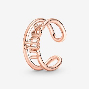 Rose Gold Plated Pandora ME Vibes Open Statement Rings | VISX52169