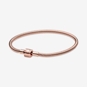 Rose Gold Plated Pandora Moments Barrel Clasp Snake Charm Holders | ACZT67489