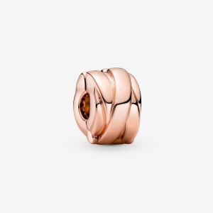 Rose Gold Plated Pandora Polished Ribbons Clip Clips | GNUX29356