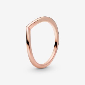 Rose Gold Plated Pandora Polished Wishbone Stackable Rings | DLXY46187