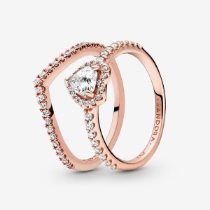 Rose Gold Plated Pandora Ring Sets | EYFR92835