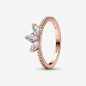 Rose Gold Plated Pandora Sparkling Herbarium Cluster Stackable Rings | IHPN98325