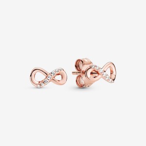 Rose Gold Plated Pandora Sparkling Infinitys Stud Earrings | CAZY68930