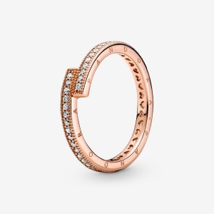 Rose Gold Plated Pandora Sparkling Overlapping Stackable Rings | RQDV25097