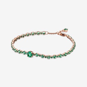 Rose Gold Plated Pandora Sparkling Pavé Tennis Non-charm Bracelets | BRNA47862