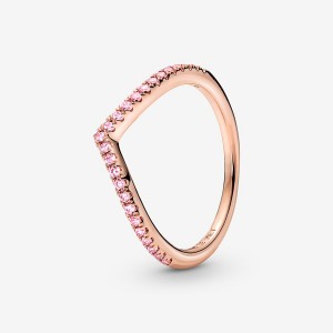 Rose Gold Plated Pandora Timeless Wish Sparkling Pink Stackable Rings | UQOC28341