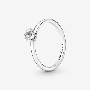 Sterling Silver Pandora Celestial Sparkling Star Solitaire Halo & Solitaire Rings | YSNF01685