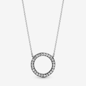 Sterling Silver Pandora Circle of Sparkle Chain Necklaces | VZPB37168