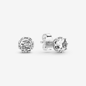 Sterling Silver Pandora Clear Sparkling Crowns Stud Earrings | NOJE79416