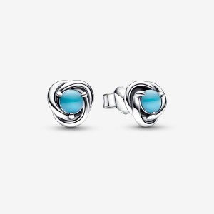 Sterling Silver Pandora December Turquoise Blue Eternity Circles Stud Earrings | RDSI80523