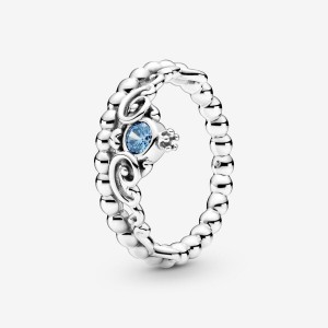 Sterling Silver Pandora Disney Cinderella Blue Tiara Heart & Promise Rings | YAJW40819