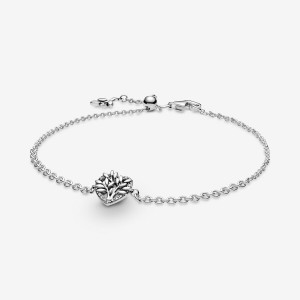 Sterling Silver Pandora Heart Family Tree Non-charm Bracelets | BQJS46752