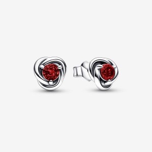 Sterling Silver Pandora January Red Eternity Circles Stud Earrings | MDSC15847