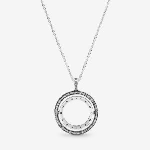 Sterling Silver Pandora Logo Circle Chain Necklaces | PBGT86549