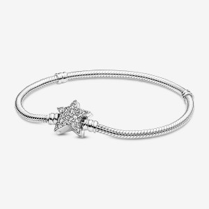 Sterling Silver Pandora Moments Asymmetric Star Clasp Snake Charm Holders | EFCO30895