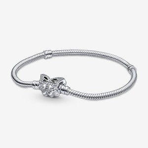 Sterling Silver Pandora Moments Butterfly Clasp Snake Charm Bracelets | ETLD18263