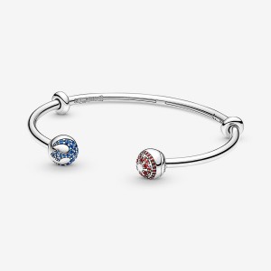 Sterling Silver Pandora Moments Star Wars™ Light & Dark Side Logo Open Bangle Bangles | SMVE06547