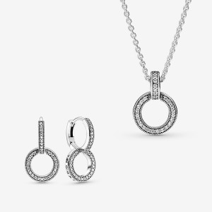 Sterling Silver Pandora Necklace & Earring Sets | ICHX67904