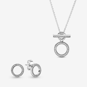 Sterling Silver Pandora Necklace & Earring Sets | HBLT90842