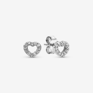 Sterling Silver Pandora Open Hearts Stud Earrings | UOSC73645