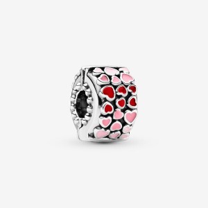 Sterling Silver Pandora Red & Pink Hearts Clips | WZDP78402