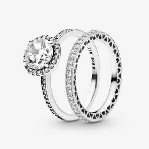 Sterling Silver Pandora Ring Sets | CTAW46152