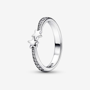 Sterling Silver Pandora Shooting Stars Sparkling Stackable Rings | NHEF73406