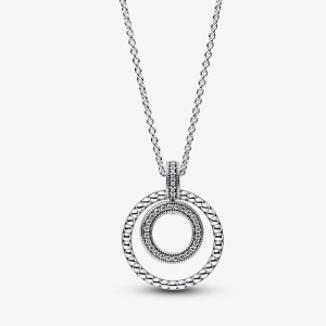 Sterling Silver Pandora Signature Pavé & Beads Pendant Necklaces | GBMD49812