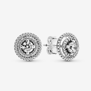 Sterling Silver Pandora Sparkling Double Halos Stud Earrings | OVPJ67830