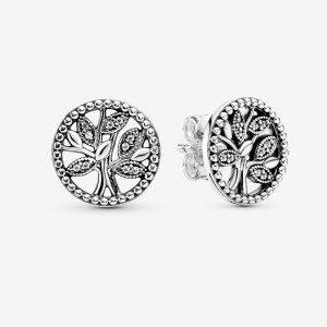 Sterling Silver Pandora Sparkling Family Trees Stud Earrings | DKYB76295