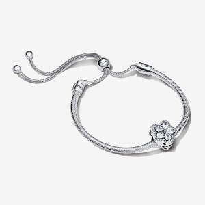 Sterling Silver Pandora Sparkling Snowflake Sliding Set Charm Holders | TKAG65738