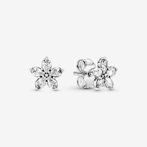 Sterling Silver Pandora Sparkling Snowflakes Stud Earrings | XEMZ54628