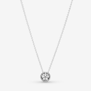 Sterling Silver Pandora Sparkling Snowflake Collier Pendant Necklaces | XUJL75284