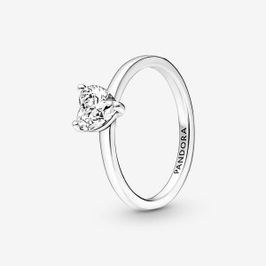 Sterling Silver Pandora Sparkling Solitaire Halo & Solitaire Rings | GUPC39485