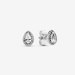 Sterling Silver Pandora Sparkling Teardrop Halos Stud Earrings | NAWO08365