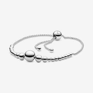 Sterling Silver Pandora String of Beads Slider Chain Bracelets | QJTB01789