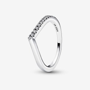 Sterling Silver Pandora Timeless Wish Half Sparkling Stackable Rings | GTVJ21807