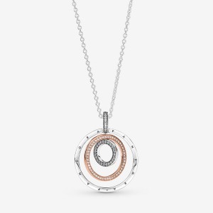 Two-tone Pandora Two-tone Circles Pendant Necklaces | FZNV63457