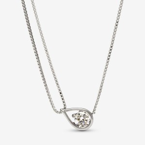 White Gold Pandora Brilliance Lab-created 0.75 ct tw Diamond Double Collier Lab-Created Diamond Necklaces | NUQK07485