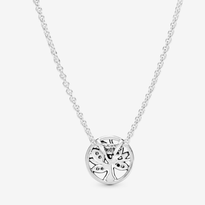 Family Jewelry Pandora Sparkling Family Tree Pendant Necklaces | XSMP07892