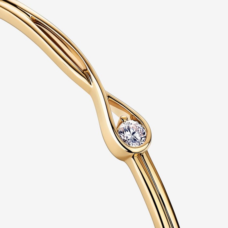 Gold Pandora Brilliance 0.25 ct tw Bangle Bracelets | YOIU43160