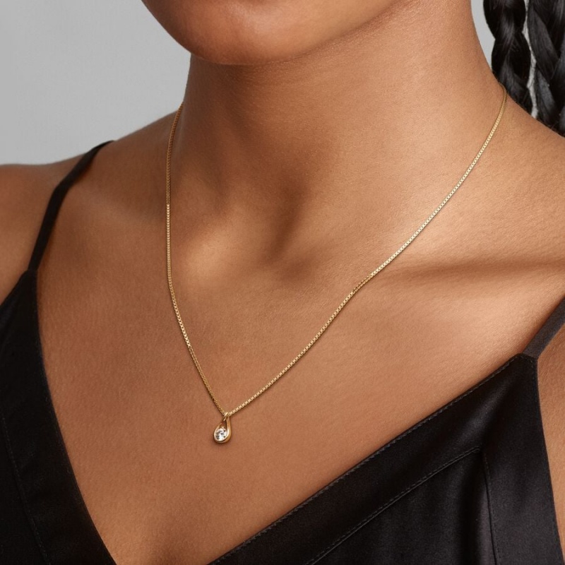 Gold Pandora Brilliance Lab-created 0.25 ct tw Diamond Lab-Created Diamond Necklaces | WLOF74835