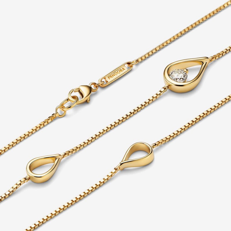 Gold Pandora Brilliance Lab-created 0.50 ct tw Diamond Long Lab-Created Diamond Necklaces | KSFH25418